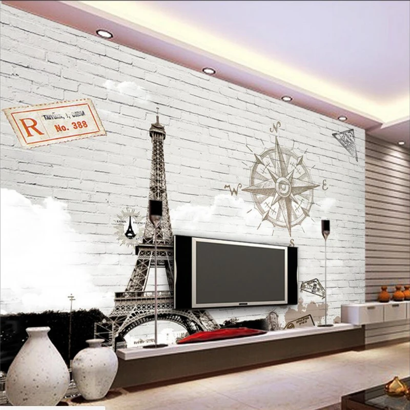 

beibehang Wallpaper Mural Wall Sticker Abstract Hand Painted Paris Eiffel Tower TV papel de parede wallpaper for walls 3 d