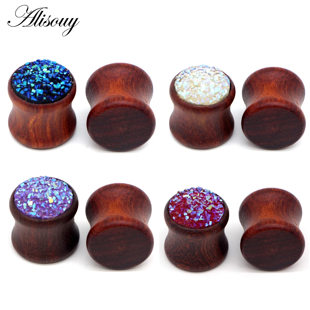 Alisouy 1 PC New Bamboo Wood Ear Plugs Gauges Earrings Women Men Flesh Tunnel Expander Piericing Stretcher Body Piercing Jewelry