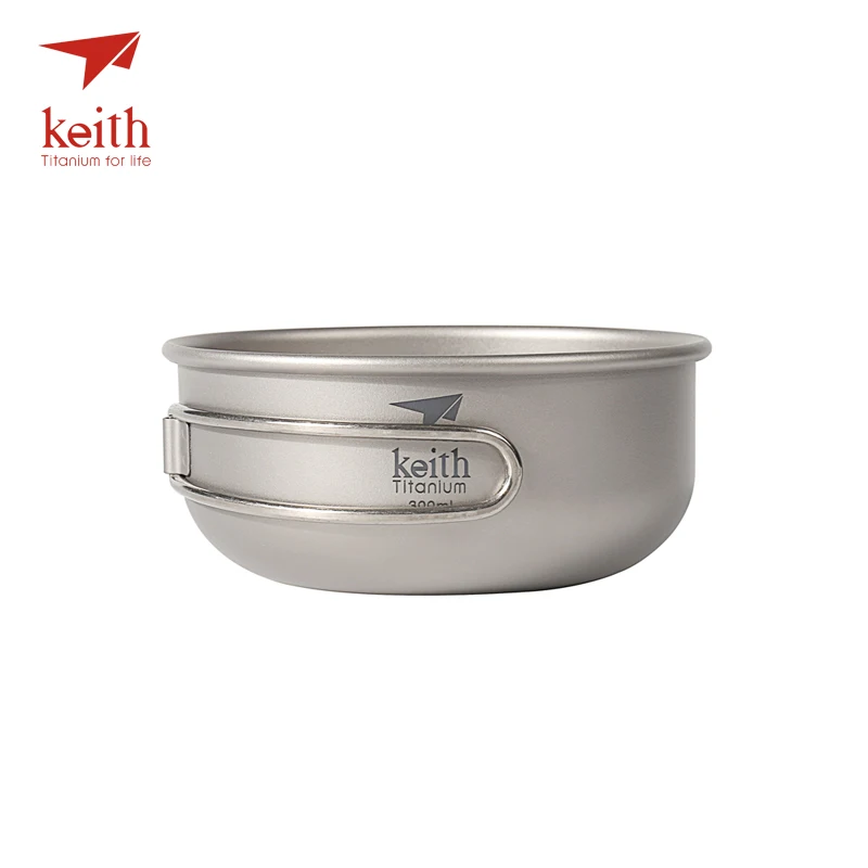 Keith Camping Titanium Bowls 300ml-600ml With Titanium Folding Handles Folding Bowls Cookware Tableware Cutlery Ti5323-Ti5326