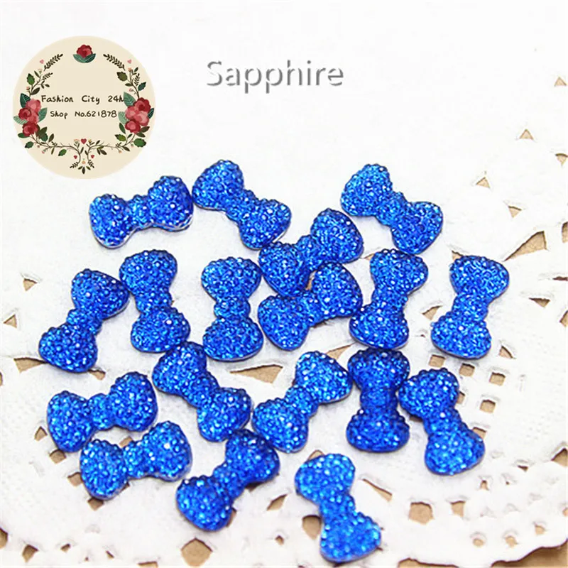 200pcs 12*7mm Mix colors resin starry rhinestone bowknot flat back cabochon DIY nail decoration