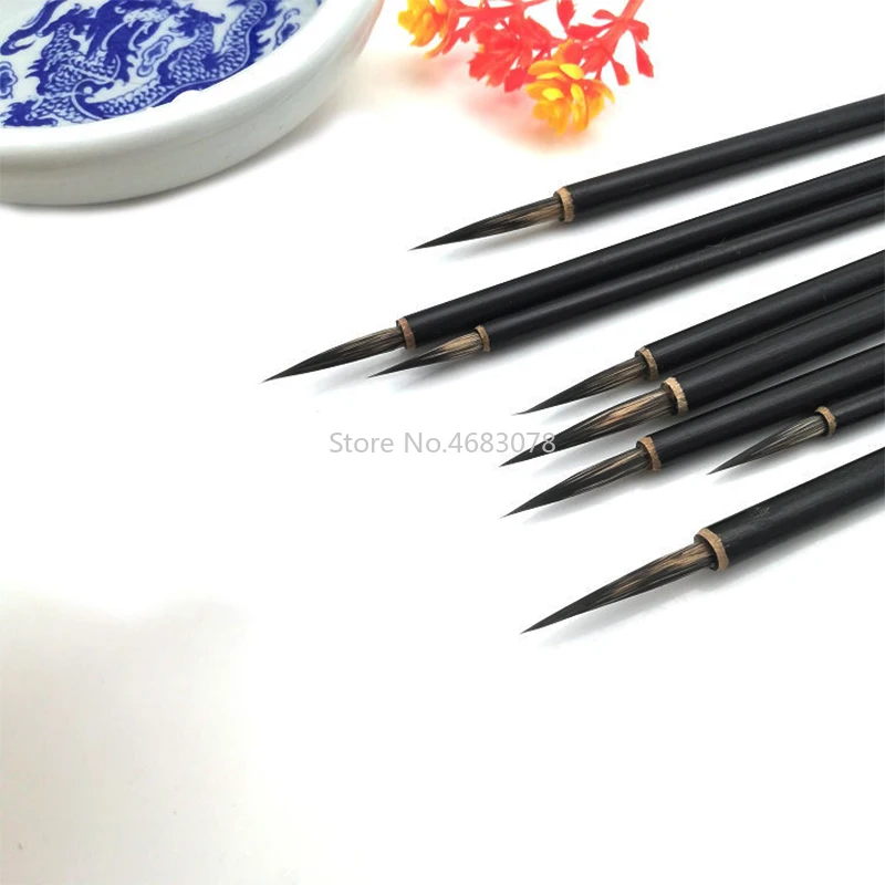 3pcs/set Black Hook Line Fine Paint Brush Chinese Calligraphy Brush Pen Weasel HairPaint Brush Art Stationary Oil Painting Brush