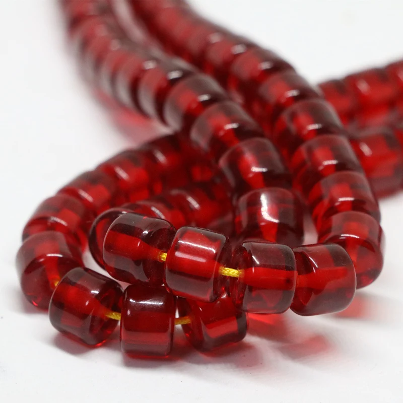 Dark red resin beeswax tube drum cylinder 4*7mm 5*8mm 7*10mm 12*9mm wholesale price diy loose beads spacers jewelry 15inch B61