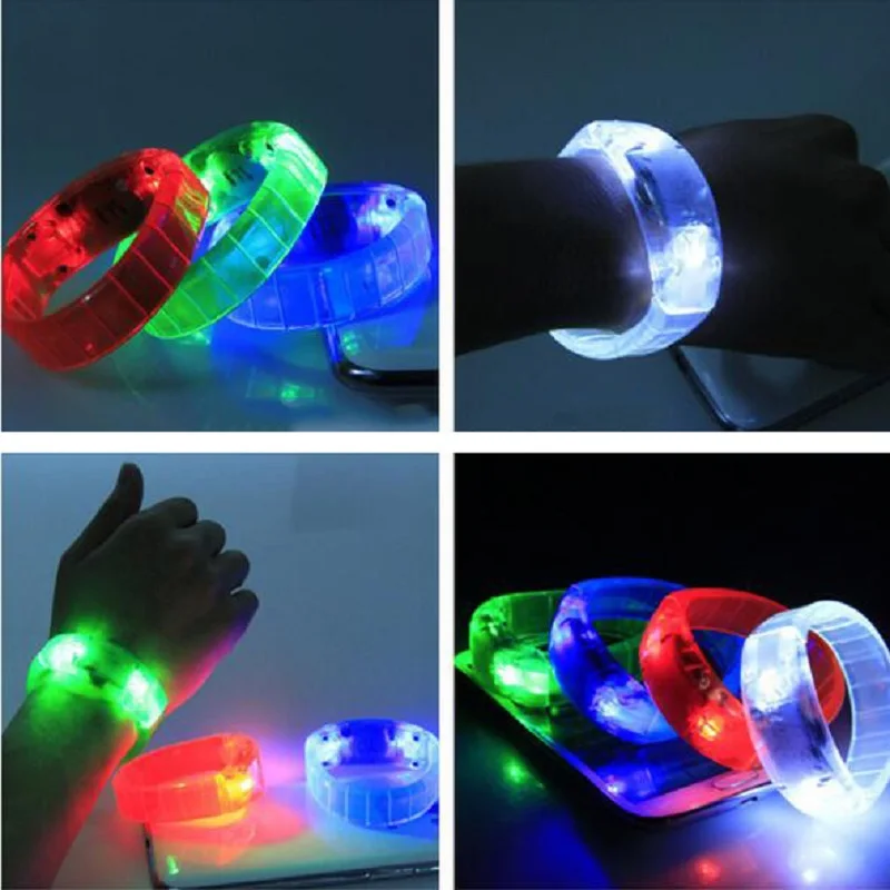 50pcs/lot Solid color Voice Control LED Bracelet Sound Activated Glow Bracelet For Party Clubs Concerts Dancing cheers lin2928