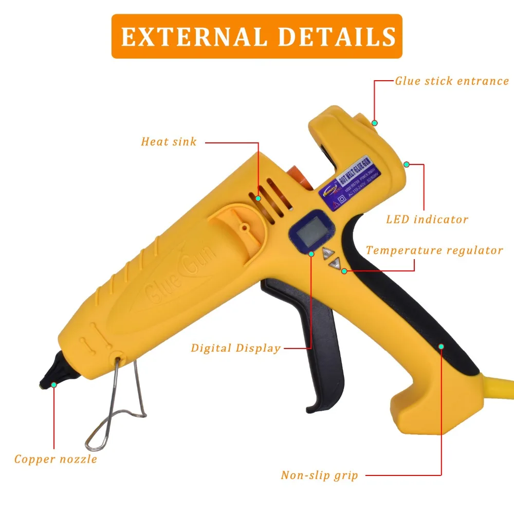 500W industrial high-power glue gun adjustable temperature digital display, bonding maintenance tools use 11mm glue sticks