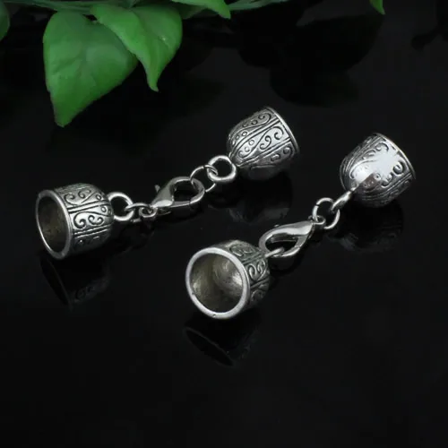 Fit 10mm Cord Fashion Zinc Alloy Cord End Caps Set  for Necklace Bracelet Connectors Clasp Total Length:55mm  10sets/lot  K05218