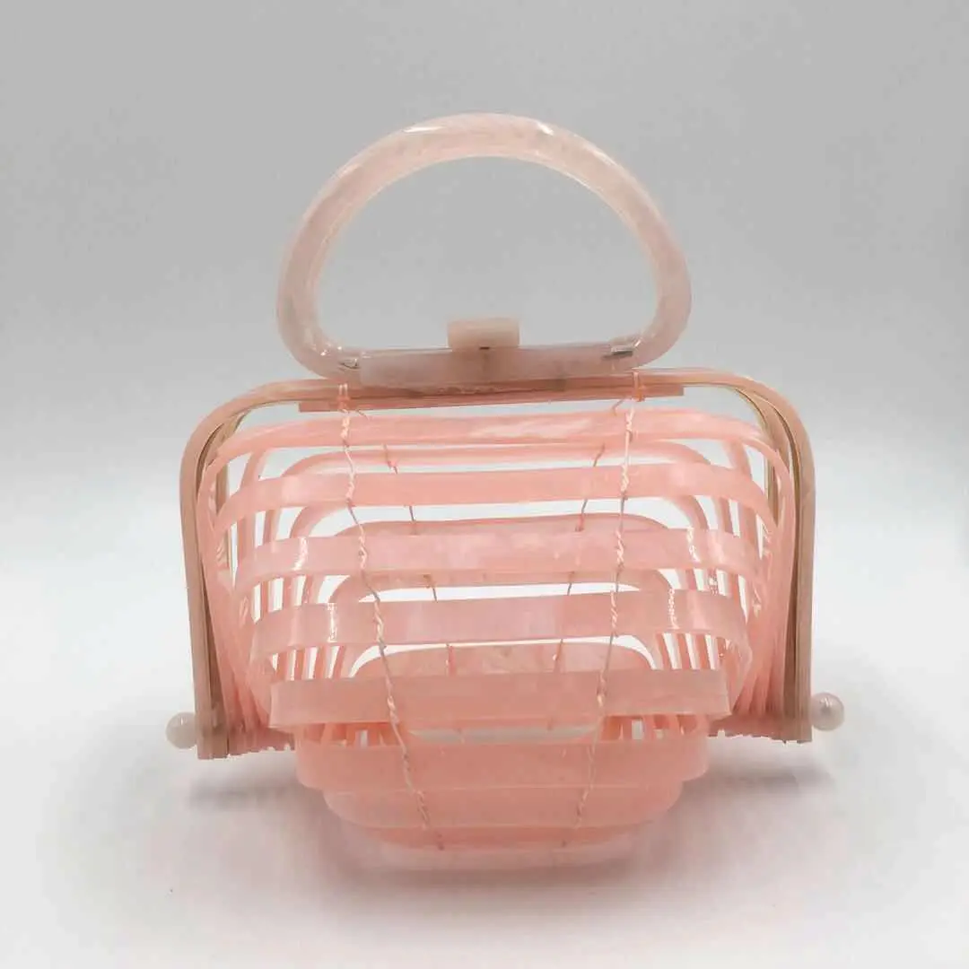 2018 New Brand Hand Bag On Vacation Sandy Beach Hollow Out Archives Bamboo Weaving Bag Acrylic Purse Clutch Box Evening Bags