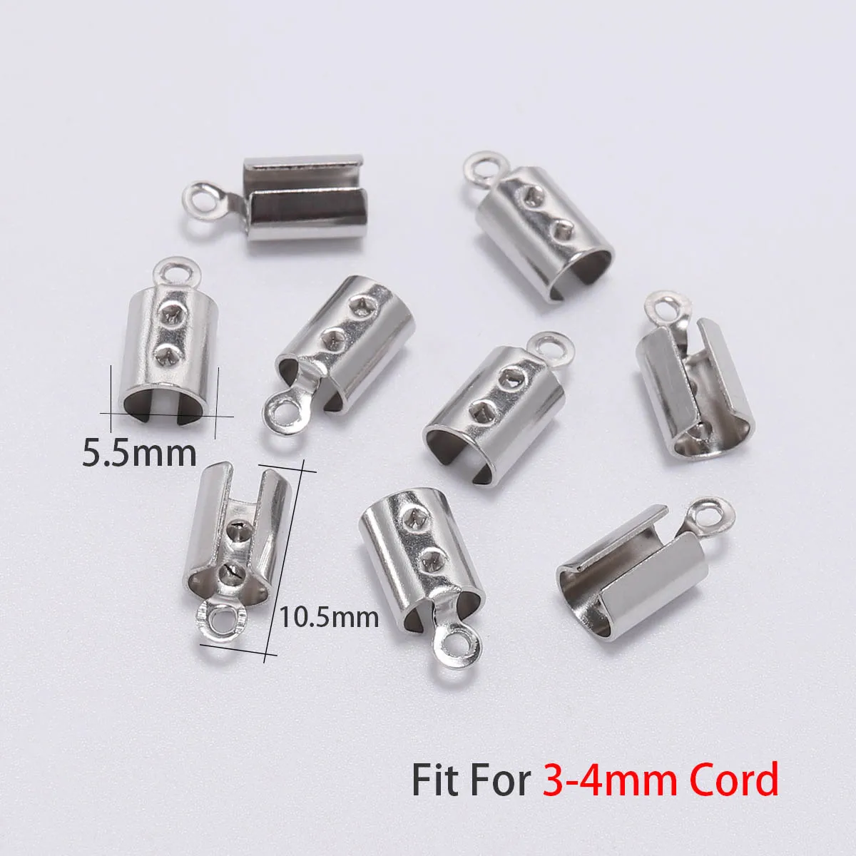 50 pcs Stainless Steel Leather Cord clasp End Clasps Crimp Bead Connectors For Jewelry Making Findings DIY Accessories Supplies