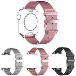 Pink Gold Bracelet for Apple Watch Band Series 8 7 6 5 4 Meshed Stainless Steel Wrist Strap for iWatch 42mm 38mm Wristband