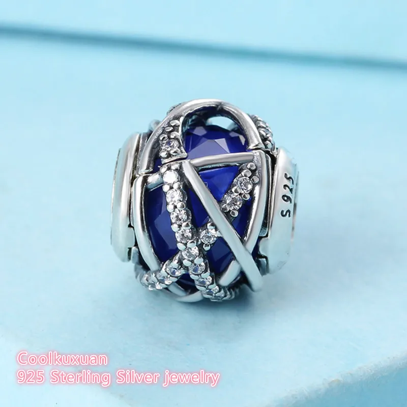 

Winter Original 925 Sterling Silver Galaxy Charm, Royal Blue Crystal & Clear CZ Beads Fit Pandora Charms Bracelet Diy