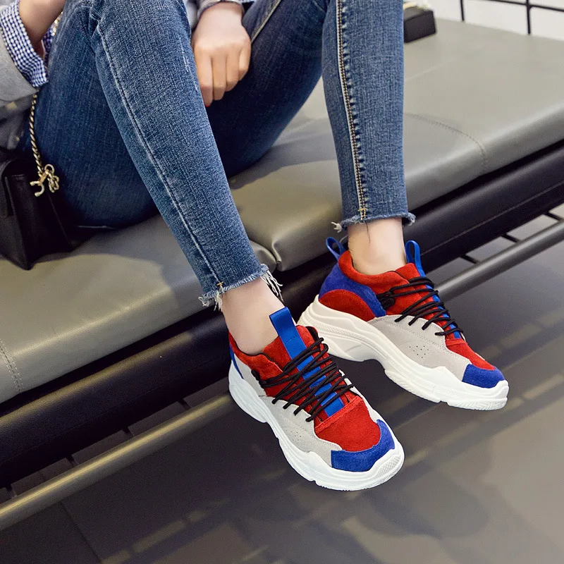 

New Dres Women Shoes Primitive Wind Thick Bottom Sneakers Edition Street Pat Students Shoes Woman Running Shoes