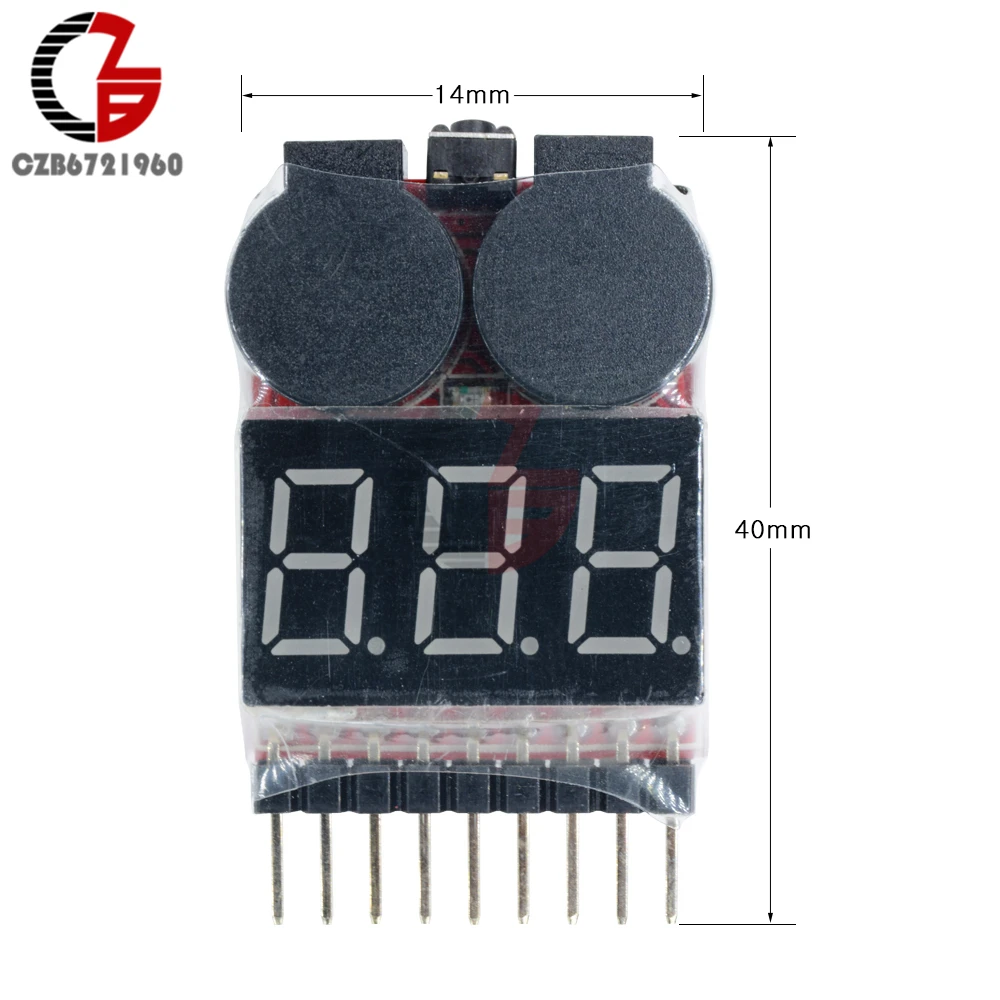 1-8S Low Voltage Battery Buzzer Alarm Digital Voltmeter Voltage Meter Lithium Battery Volt Tester Detector LED Indicator for RC