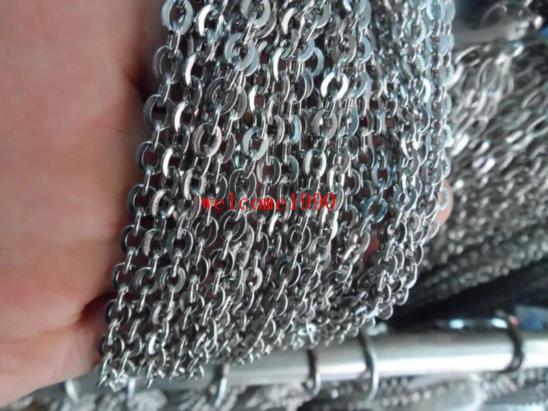 GNAYY WHOLESALE  Lot 12meter 1.5mm/2mm/2.4mm/3mm /4mm/4.5mm DIY Jewelry Finding/Makings Stainless Steel flat Oval Rolo Chain