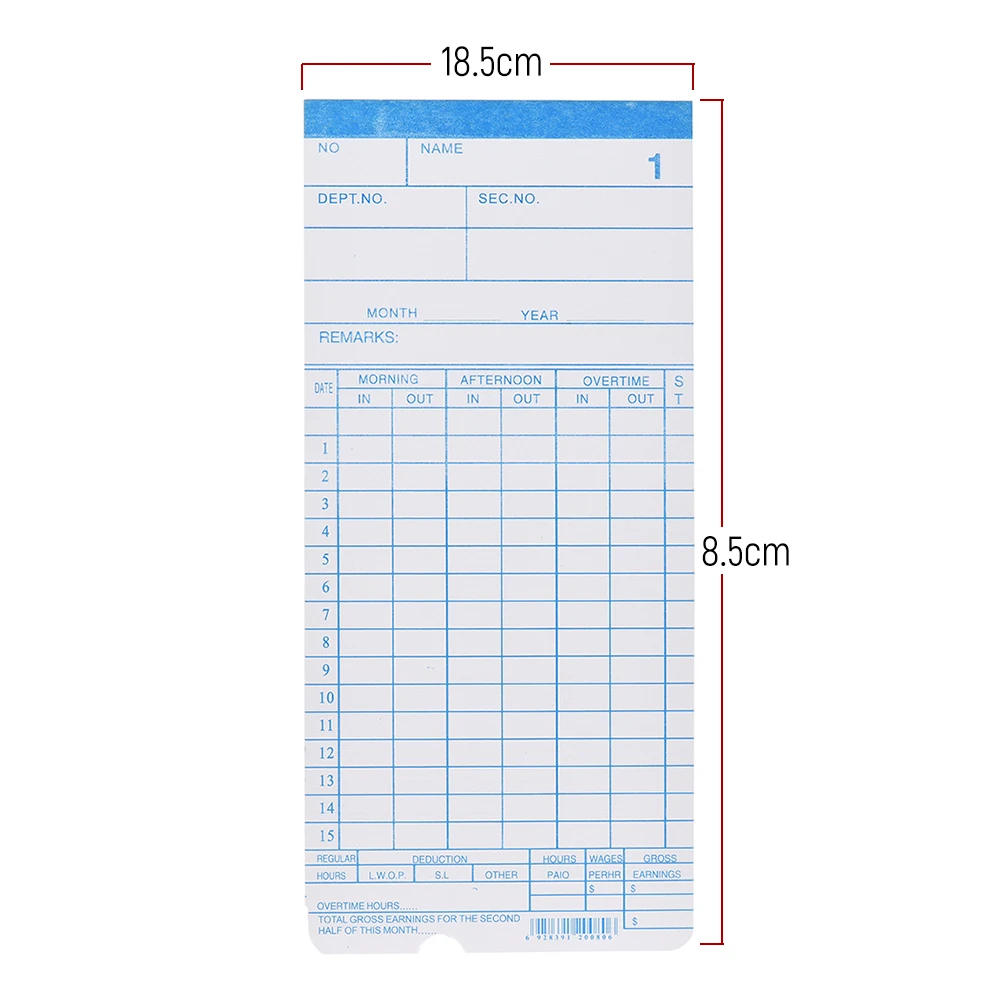 90pcs/ Pack Time Cards Timecards Monthly 2-sided 18 * 8.4cm for Employee Attendance Time Clock Recorder Time Recording