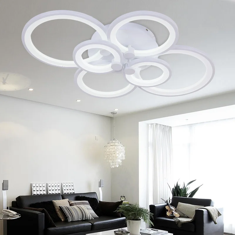 Modern Led Ceiling Light Dimmable Ring Circles Lamp Surface Mounted Acrylic Indoor Lighting Fixture For Living Room Bedroom