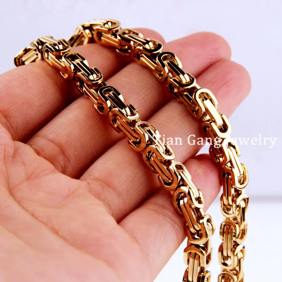 4/5/8mm Mens Byzantine Chain Necklace Multi-colored 316L Stainless Steel metal chain for Women Necklace or Bracelet 7-40 inch