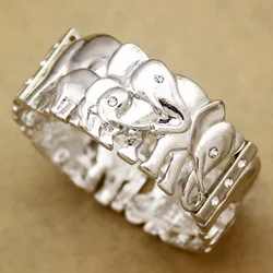 Jungle Elephant Family Baby Hindu Ganesh Stretch Bracelet Cuff Wide Crystal Viking Big Bangle Festival Jewelry Trendy Gifts