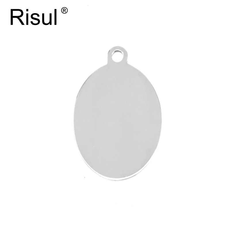 100pcs Risul 16x23mm oval charms bail hole pendants both sides mirror polish Stainless steel wholesale