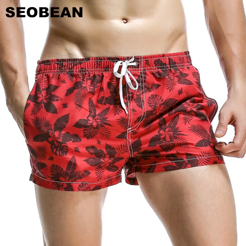 Seobean verão estilo board shorts men seaside praia férias shorts calções de banho masculino calções de secagem rápida