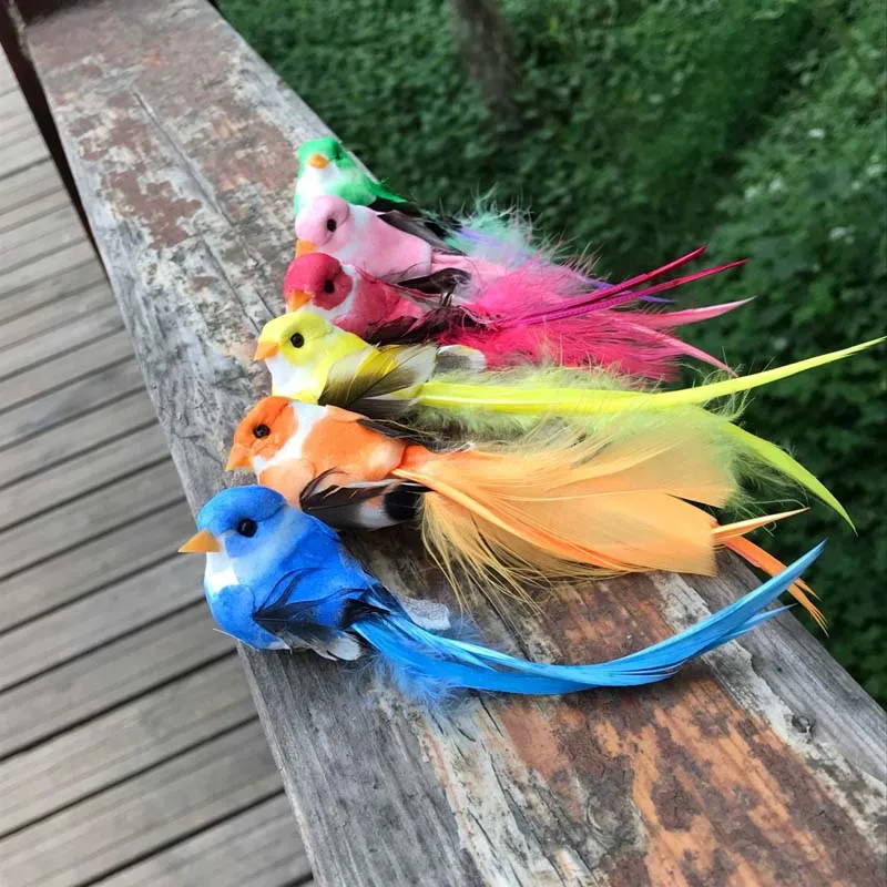 2pcs,Various Styles Decorative Foam Feather Birds,Artificial Craft Bird For Wedding Party home Garden decoration,kids toy gift