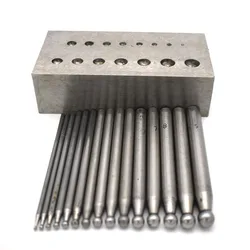 15PCS Steel Doming Punches Jewelers Dapping Block Jewelry Metal Forming Puncher Set