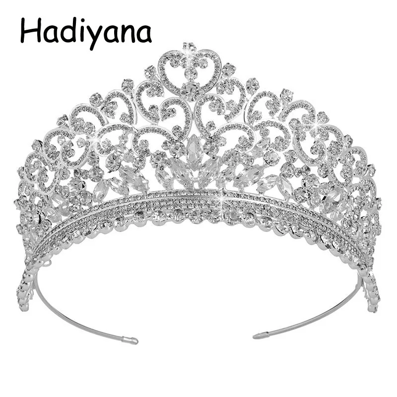 

Hadiyana Attractive Women Princess Crown Headband Wholesale CZ Tiara Hair Band Jewelry Crowns Fashion Bridal Accessories HG6005