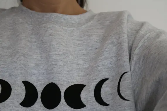 Skuggnas Moon Phase Printed Crewneck Casual Fashion Tumblr Sweatshirt Women/Men Hipster Aesthetic Hoodie Cotton Jumper Tops