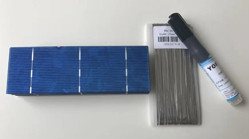 20pcs 156mm*52mm solar cell 1.4W 0.5V for DIY solar panel 6x2 Polycrystalline soalr cell + Enough Tabbing wire + 1pcs Flux pen