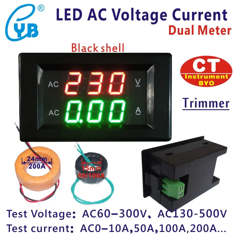 AC 60-300V 10A 50A 100A Digital Voltmeter Ammeter LED Amp Volt Meter Dual Display Panel Ampere Voltage Volt Amp Meter Ammeter