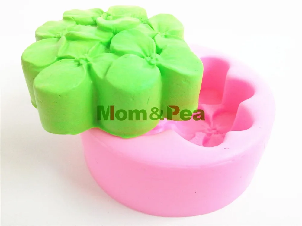 Mom&Pea 0419 Free Shipping Flowers Silicone Soap Mold Cake Decoration Fondant Cake 3D Mold Food Grade Silicone Mould