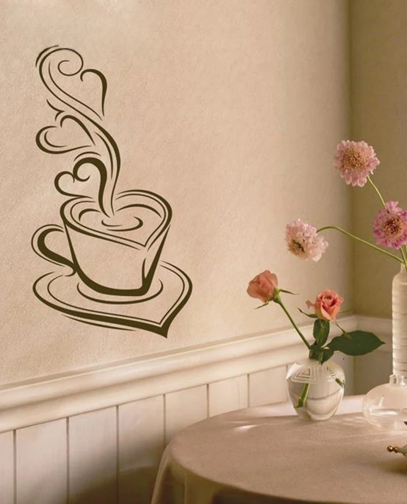 Decorative Kitchen Coffee art wall stickers - Delicious coffee Mugs Cafe mural wall decorations Vinyl Wall Decals