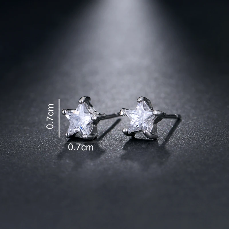 EMMAYA Silver Color Lovely Star AAA Zirconia CZ Stud Earring for Woman Girl Wholesale Fashion Cheap Jewelry