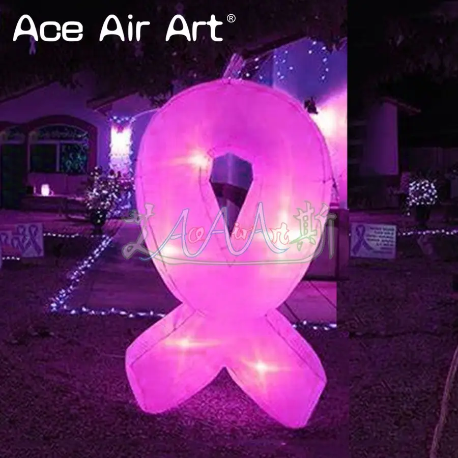 2mH Ground Inflatable Ground Decoration Lighting Ribbon for World Breast Cancer Awareness Day
