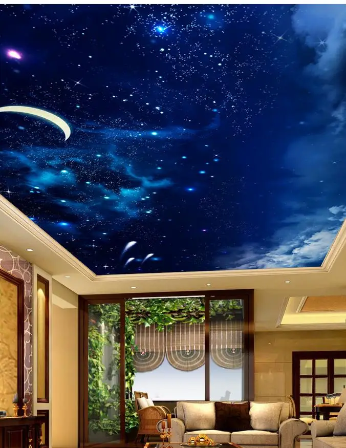 

Custom photo wallpaper Large 3D Stereo romantic ceilings Beautiful night sky ceiling 3d mural wallpaper