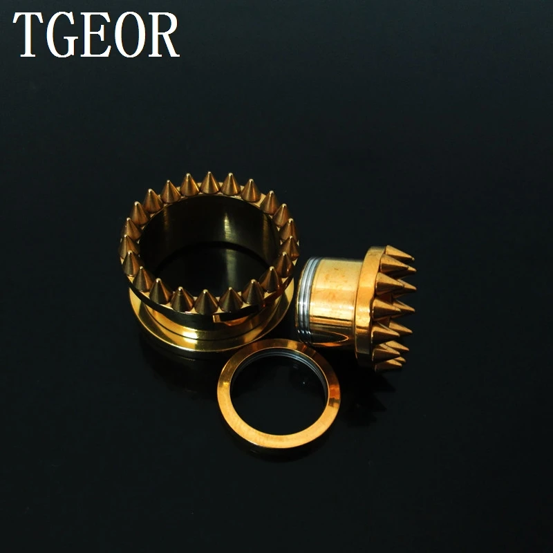 body jewelry screw on full spike ear tunnels 1pcs mixed sizes surgical Stainless Steel Flesh Tunnel