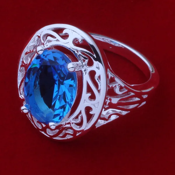 AR375 Hot Silver Plated Rings For Women&men Silver Color Jewelry Fashion Jewelry, Costly Blue Stone /aqgajhna Aseajjla