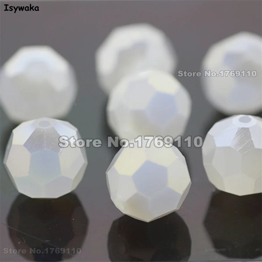 

Isywaka 10mm 70Pcs Non-hyaline White AB Color Football Faceted Austrian crystal Round Loose beads Jewelry accessories Diy Making