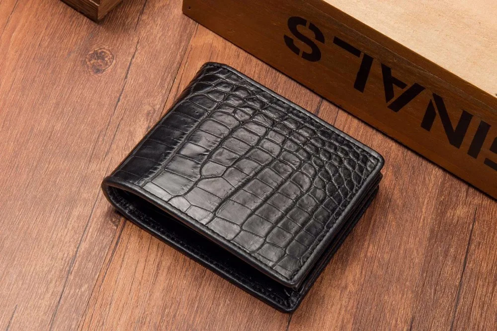 100% real Luxury Quality Genuine Crocodile belly Skin Leather Men Wallet bank card holder black brown color free shipping