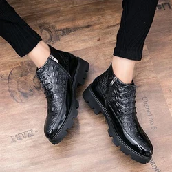 Male patent leather Moccasins shoes High top italian formal dress brogue oxford wedding Business  shoes boots LH-60