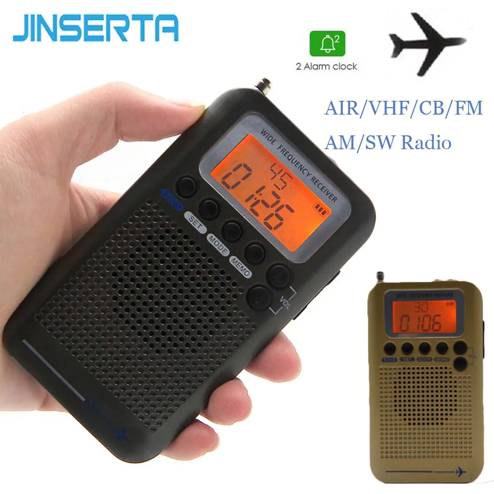 

2022 Aircraft FullBand VHF Radio Portable FM AM SW Radio VHF CB 30-223MHZ 25-28MHZ Air 118-138MHZ with Dual Alarm Clock