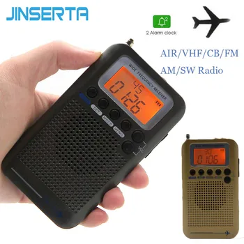2022 항공기 FullBand VHF 라디오 휴대용 FM AM SW 라디오 VHF CB 30-223MHZ 25-28MHZ 공기 118-138MHZ 듀얼 알람 시계 포함