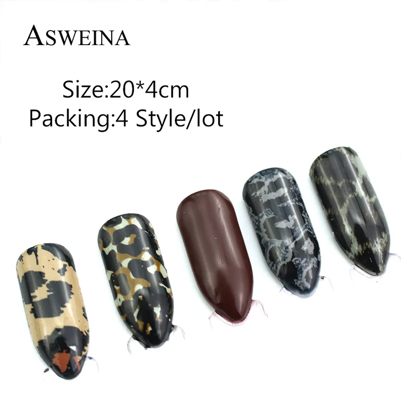 4Pc/Set New Nail Art Foil Leopard Design Charm Transfer Stickers Paper Holographic Adhesive Decals Nail Decoration