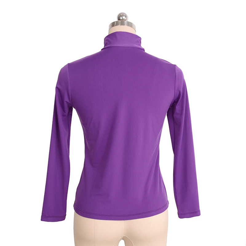 Custom Figure Skating Top Girl Female Adult Training Skating Gymnastics Warm Nylon SpandexT-Shirt Black Purple White