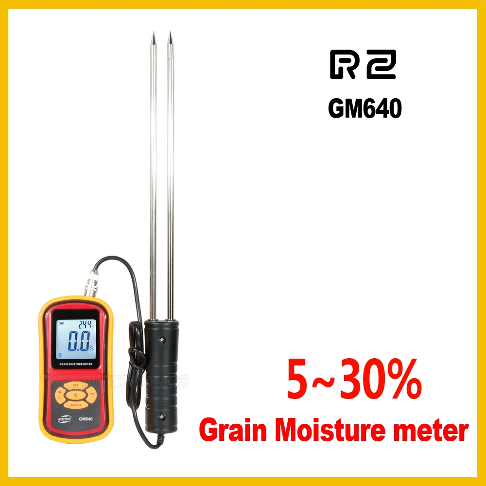 Portable Digital Grain Moisture Meter with Measuring Probe LCD Display Tester For Wheat,Corn,Rice,Bean GM640