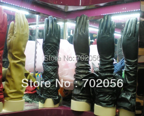 2018 Charming LONG Kid Leather OPERA Gloves Evening gloves  LEATHER GLOVES Womens SUPER HIGH QALITY mixed 12 Pairs/lot #3340