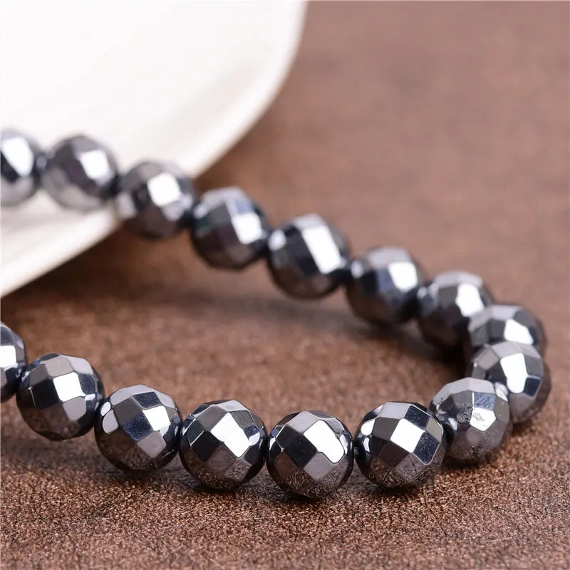 6-14mm Natural Terahertz Stone Beads 15\'\' Round Faceted Gray DIY Loose Beads For Jewelry Making Beads Men Bracelet Necklace Gift