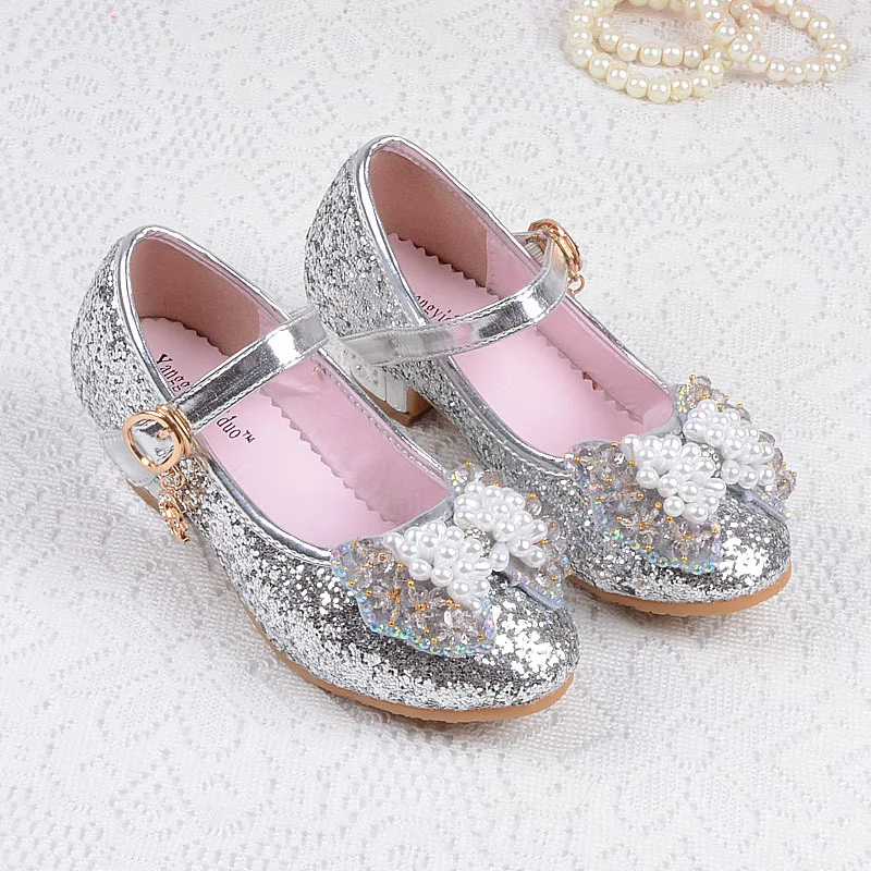 Spring And Summer Princess Kids Shoes Girls Shoes High Heels Party Shoes Children Fashion Glitter for 3-12 Years Old Girl CSH824