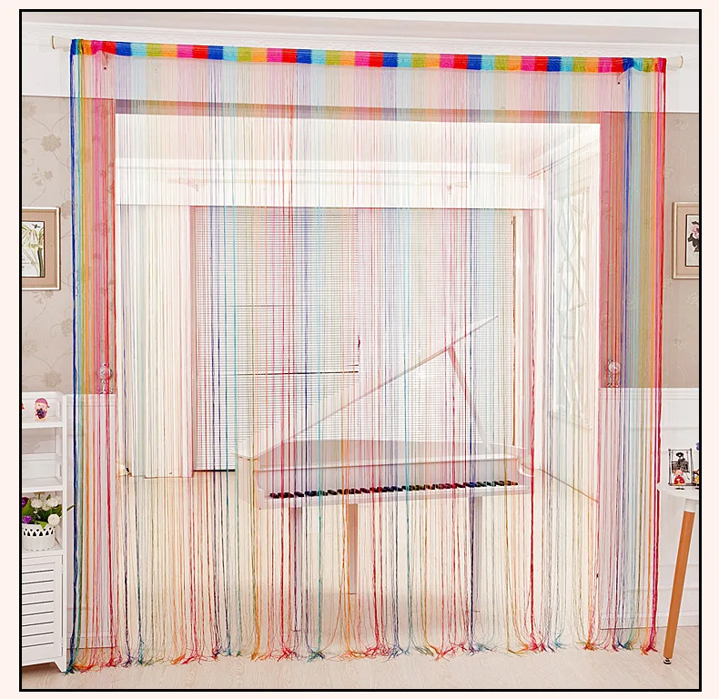 Multicolor New listing Straight Line Partition Tube String Curtain Bedrooms Home Decore Wedding Hotel 1x2m 3x3m French Windo