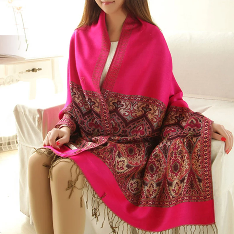 Women's Fashion Wrap Scarf Pashmina Cashmere Shawl New Arrival Printed Design Elegant Casual Versatile Wrap-Styling Accessory