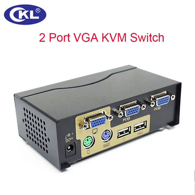 CKL 2 Port USB 2.0 PS/2 VGA KVM Switch with Cables Support Auto Scan, PC Monitor Keyboard Mouse DVR NVR Server Switcher CKL-82UP