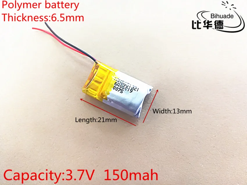 5 pcs 3.7 V, 150 mAH, 651321 PLIB; polymer lithium ion/Li - Ion แบตเตอรี่สำหรับ GPS, mp3, mp4, mp5, dvd, bluetooth, ของเล่นโทรศัพท์มือถือบลูทูธ